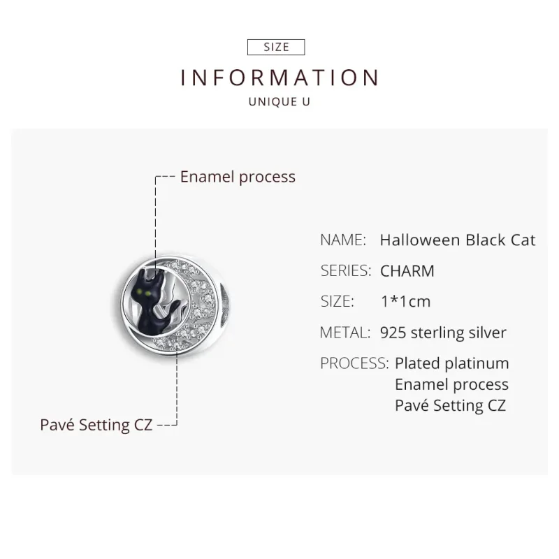 (image for) Pandora Style Silver Halloween Black Cat Charm - BSC325 - View 8