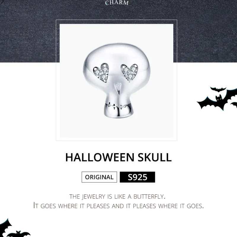 (image for) Pandora Style Silver Halloween Skull Charm - SCC1362 - View 5