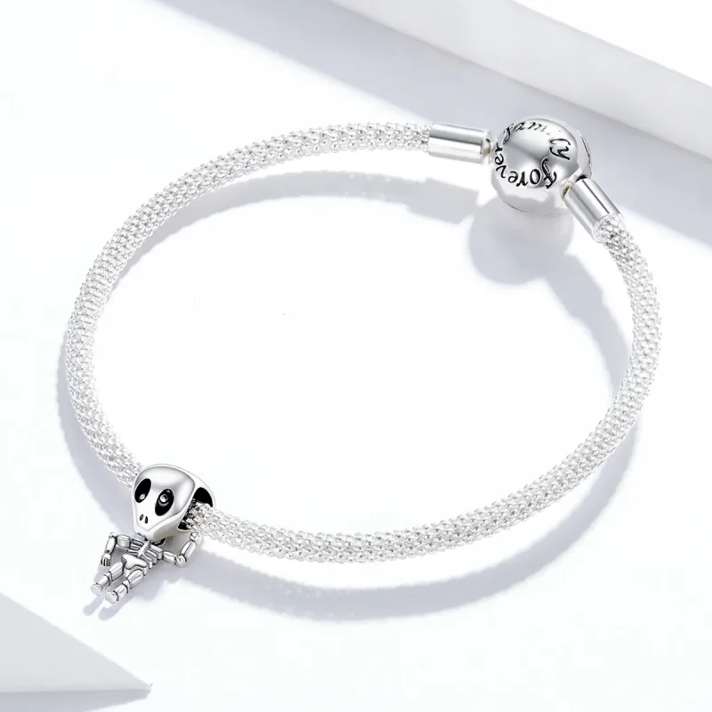 (image for) Pandora Style Silver Halloween Skull Man Charm - SCC1617 - View 3