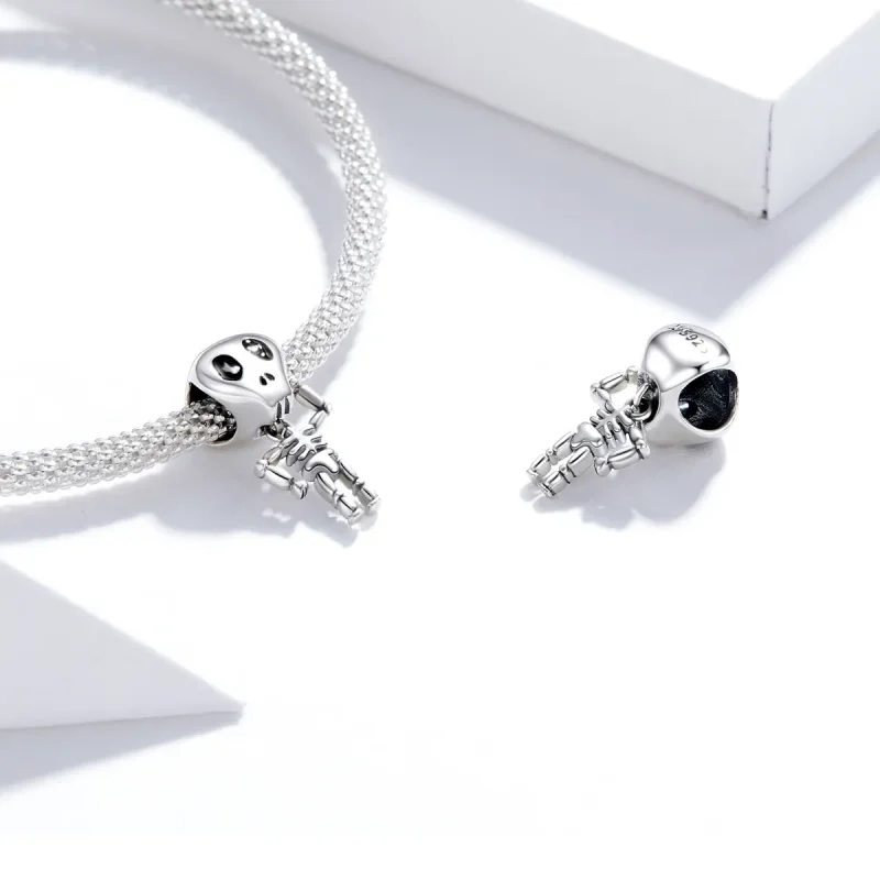 (image for) Pandora Style Silver Halloween Skull Man Charm - SCC1617 - View 4