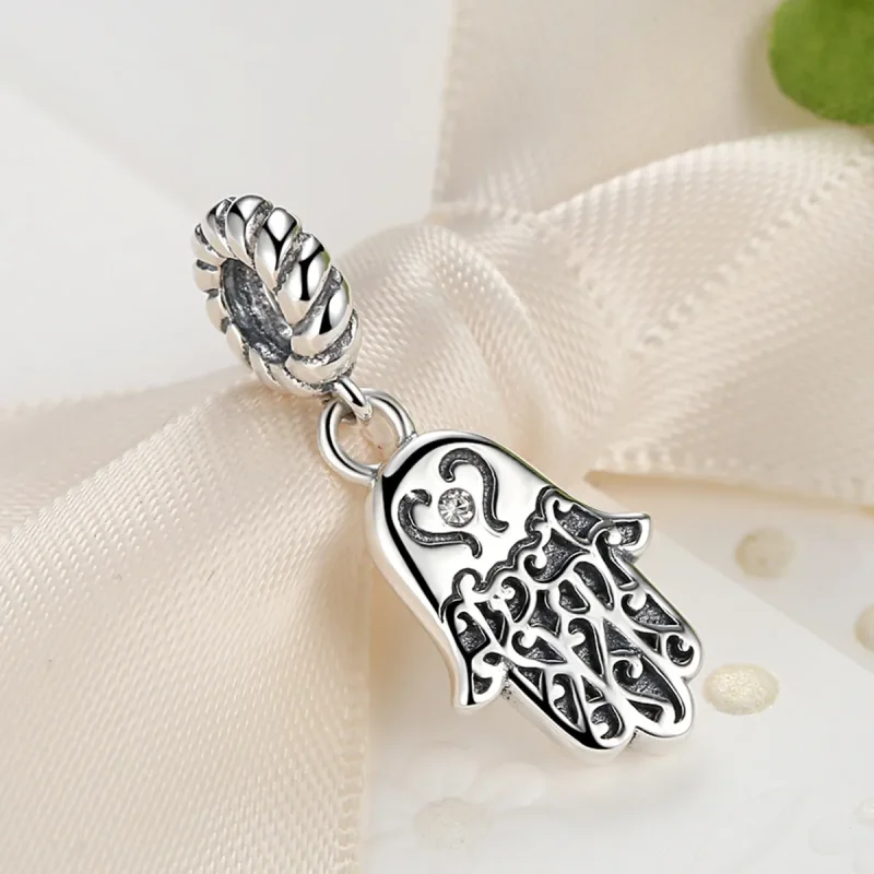 (image for) Pandora Style Silver Hamsa Hand Dangle - SCC031 - View 3