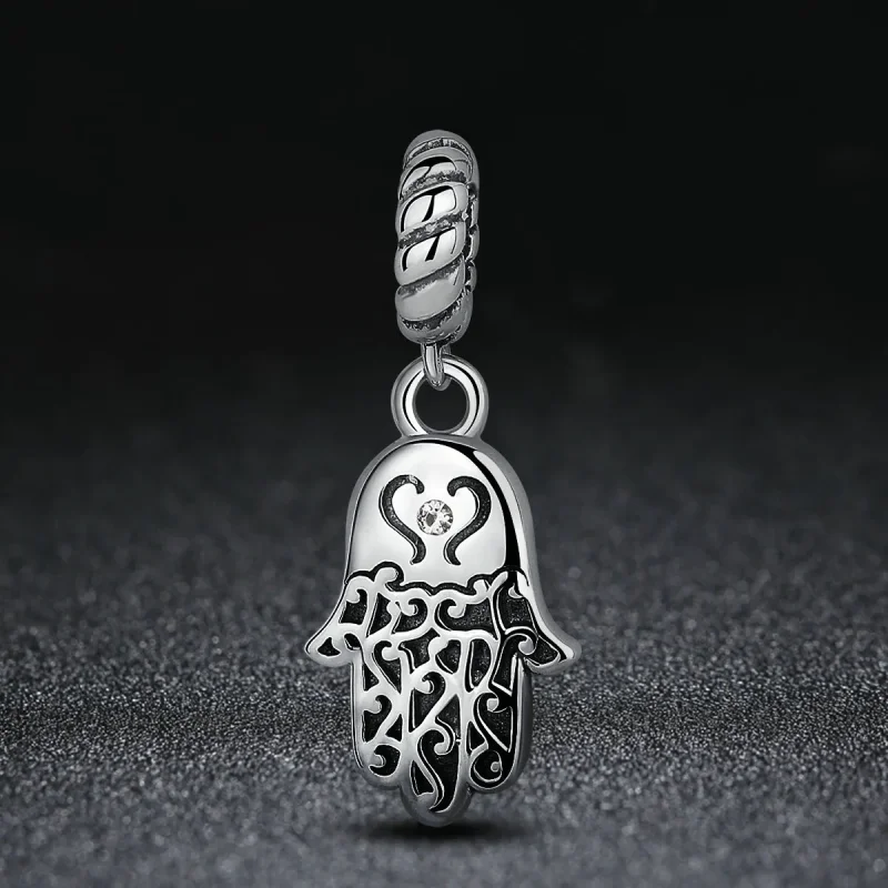 (image for) Pandora Style Silver Hamsa Hand Dangle - SCC031 - View 4