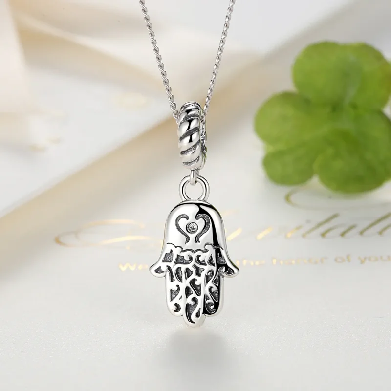 (image for) Pandora Style Silver Hamsa Hand Dangle - SCC031 - View 5