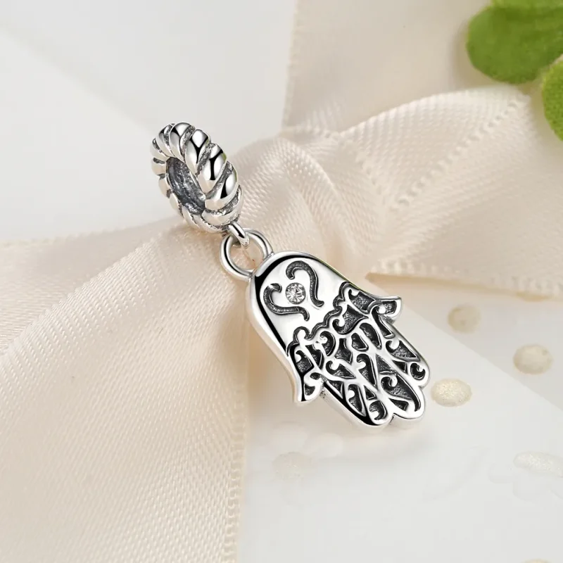 (image for) Pandora Style Silver Hamsa Hand Dangle - SCC031 - View 6