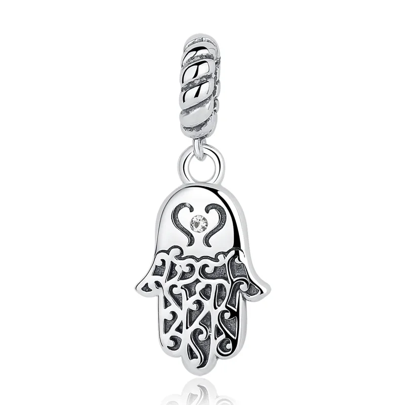 (image for) Pandora Style Silver Hamsa Hand Dangle - SCC031