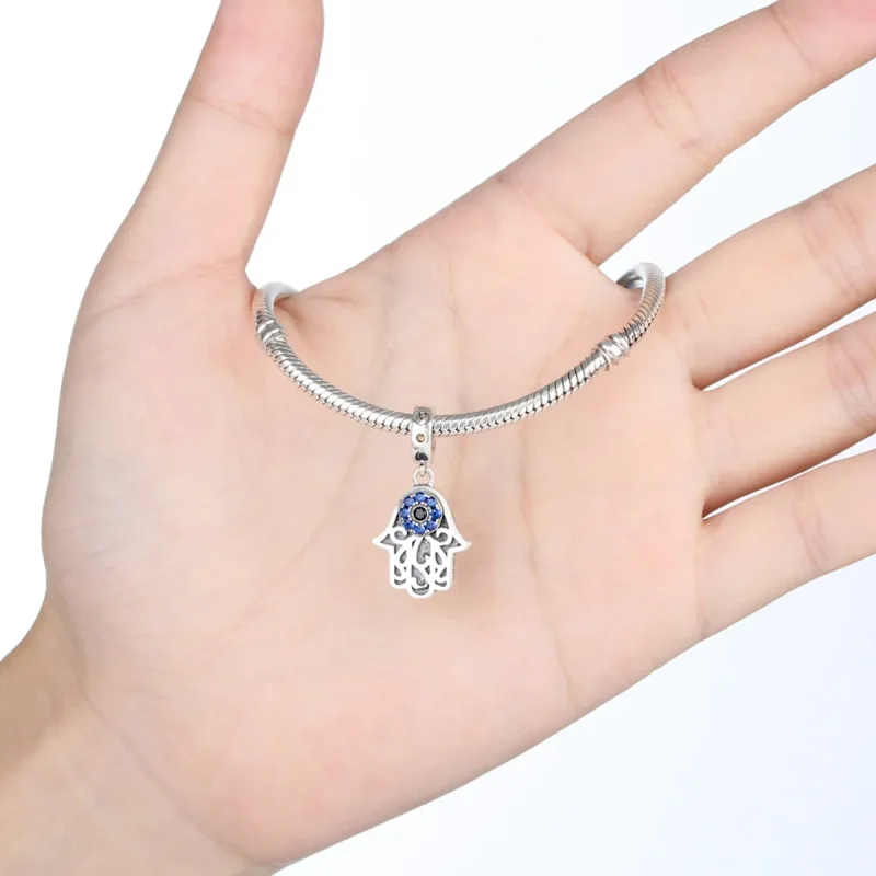 (image for) Pandora Style Silver Hamsa Hand Dangle - SCC085 - View 6