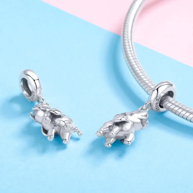 (image for) Pandora Style Silver Happy Elephant Dangle - SCC1059 - View 4