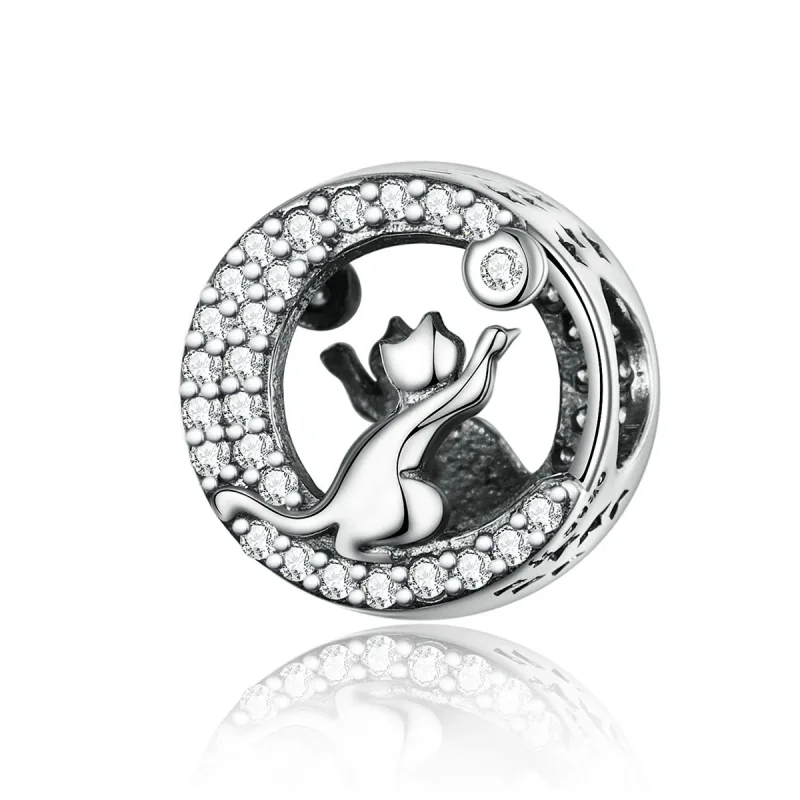 (image for) Pandora Style Silver Happy Kitten Charm - SCC1203