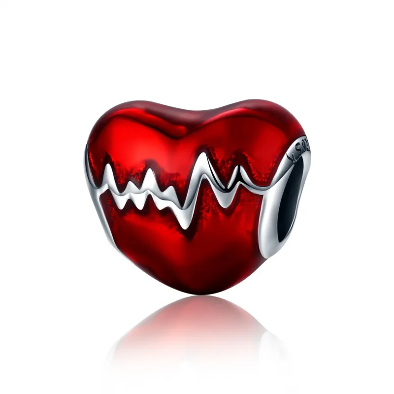 (image for) Pandora Style Silver Heart Beat Charm - SCC249 - View 2