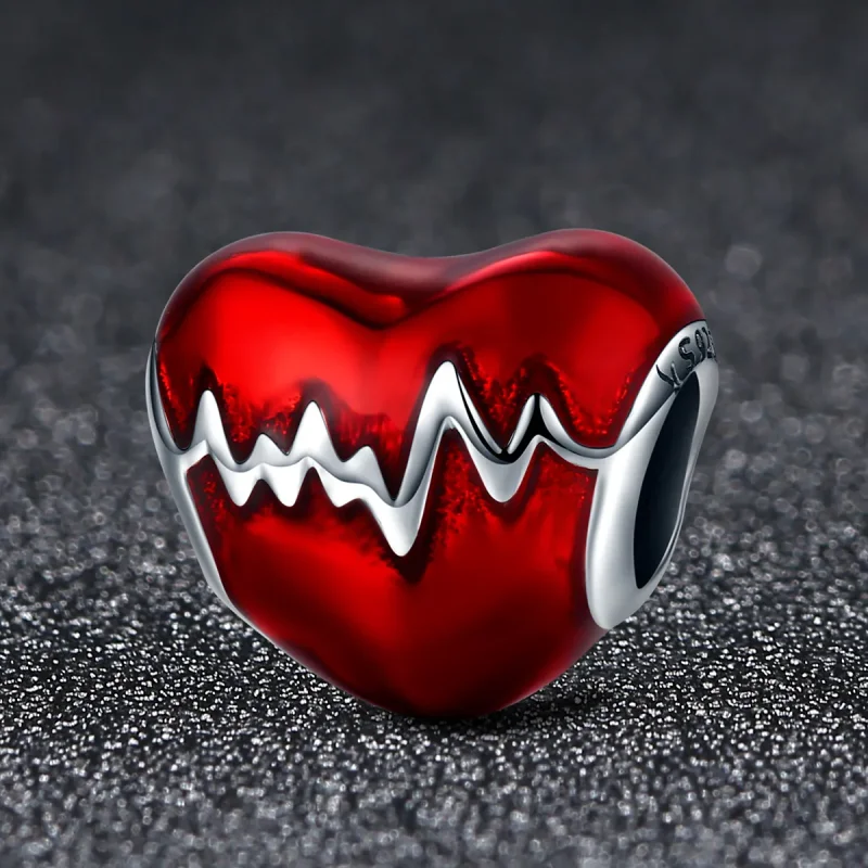 (image for) Pandora Style Silver Heart Beat Charm - SCC249 - View 3