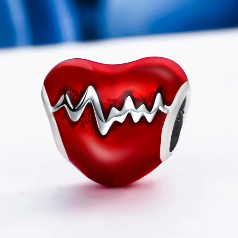 (image for) Pandora Style Silver Heart Beat Charm - SCC249 - View 4