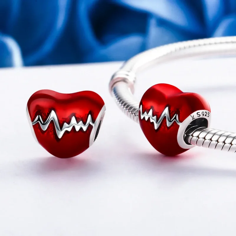 (image for) Pandora Style Silver Heart Beat Charm - SCC249 - View 5