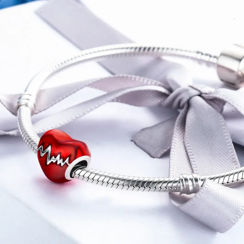 (image for) Pandora Style Silver Heart Beat Charm - SCC249 - View 6