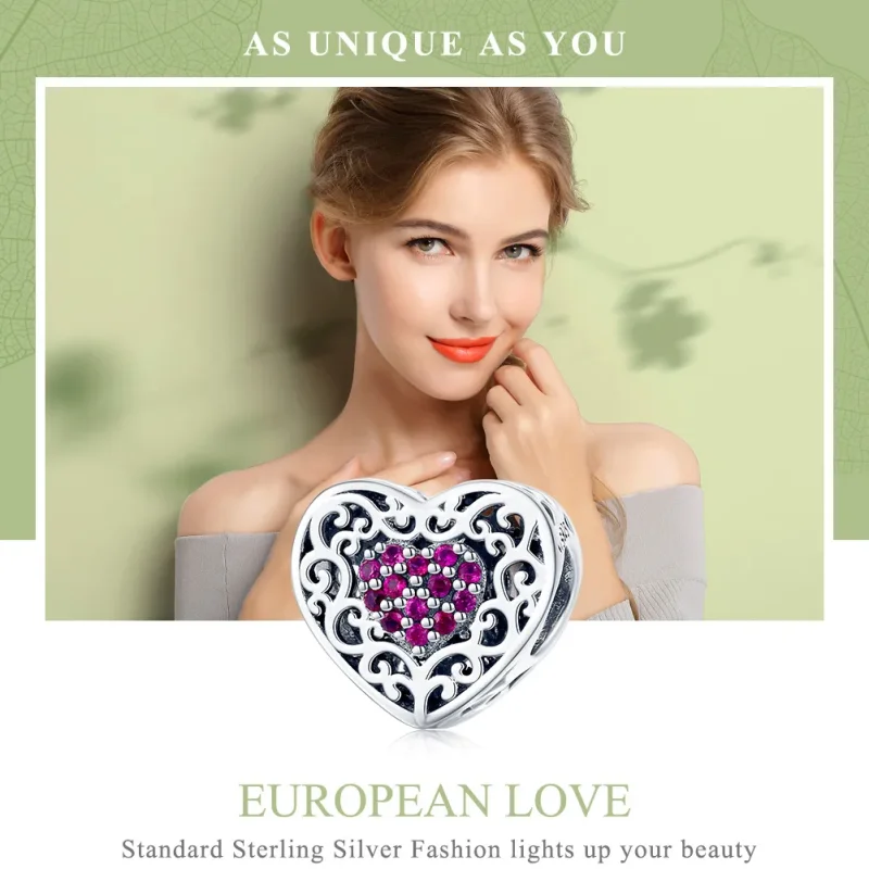 (image for) Pandora Style Silver Heart Charm - SCC1109 - View 2