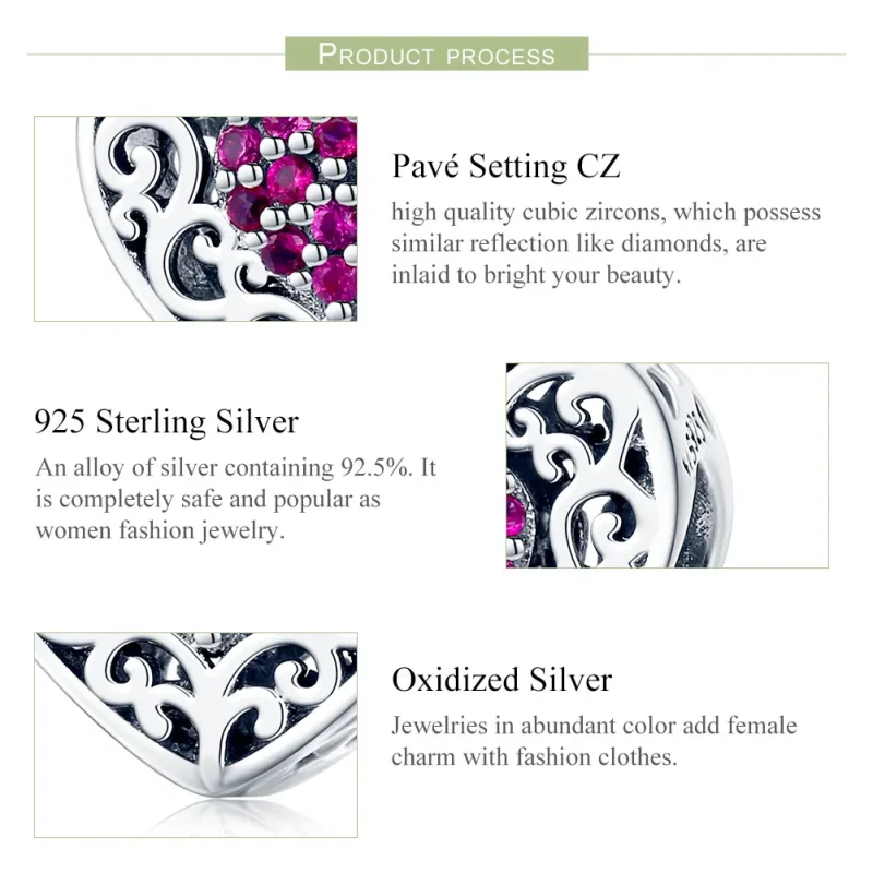 (image for) Pandora Style Silver Heart Charm - SCC1109 - View 5
