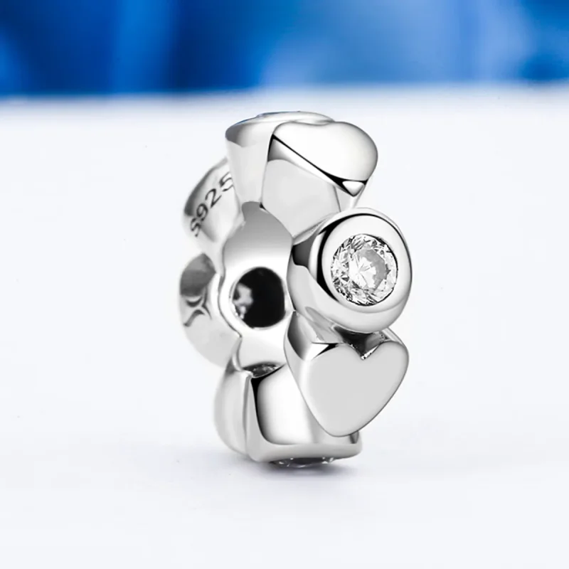 (image for) Pandora Style Silver Heart Love Spacer - SCC131 - View 3