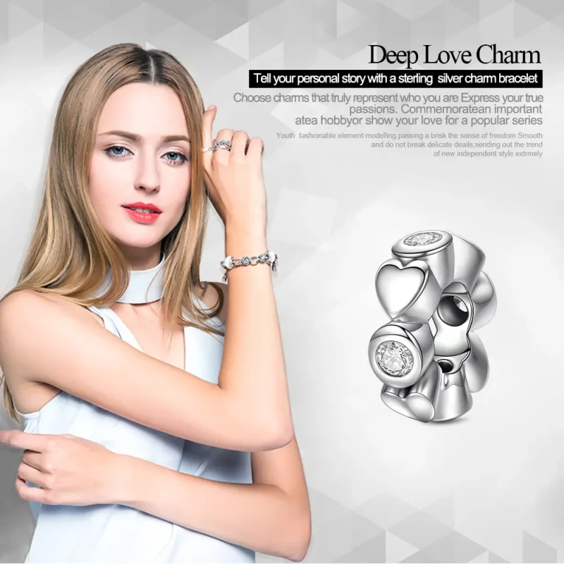 (image for) Pandora Style Silver Heart Love Spacer - SCC131 - View 4