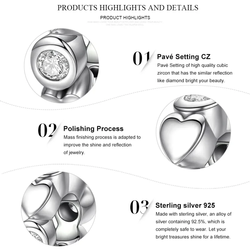 (image for) Pandora Style Silver Heart Love Spacer - SCC131 - View 6