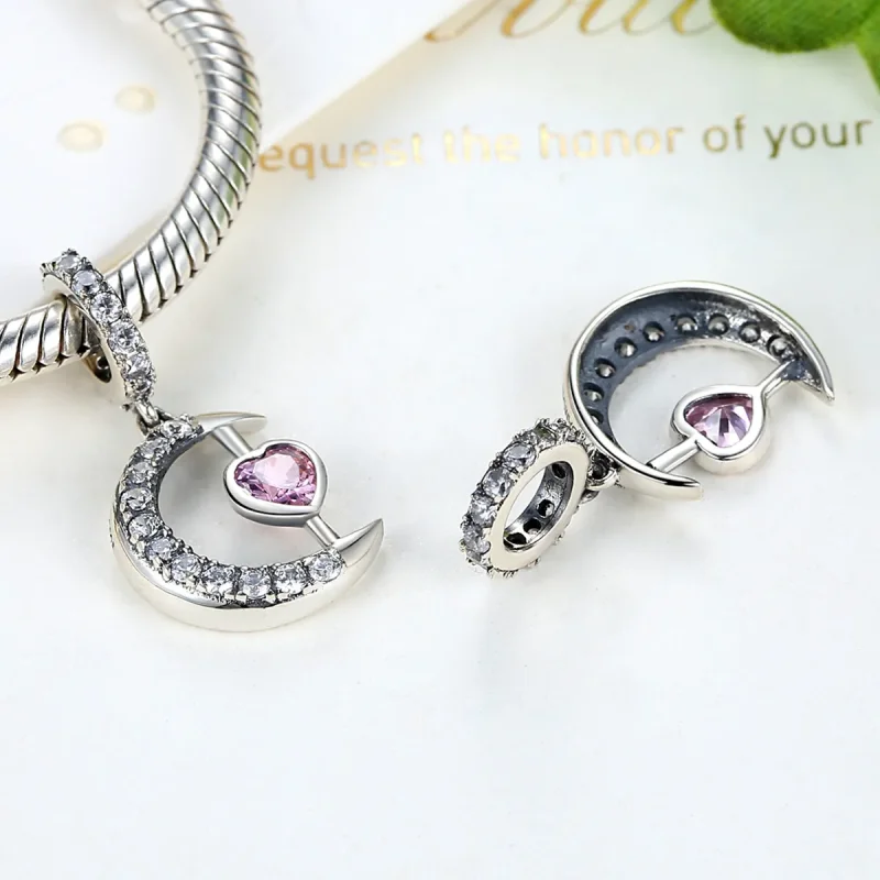 (image for) Pandora Style Silver Heart of The Moon Dangle - SCC040 - View 3