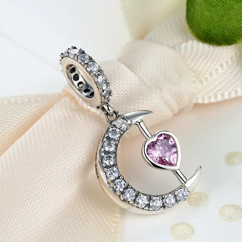 (image for) Pandora Style Silver Heart of The Moon Dangle - SCC040 - View 4