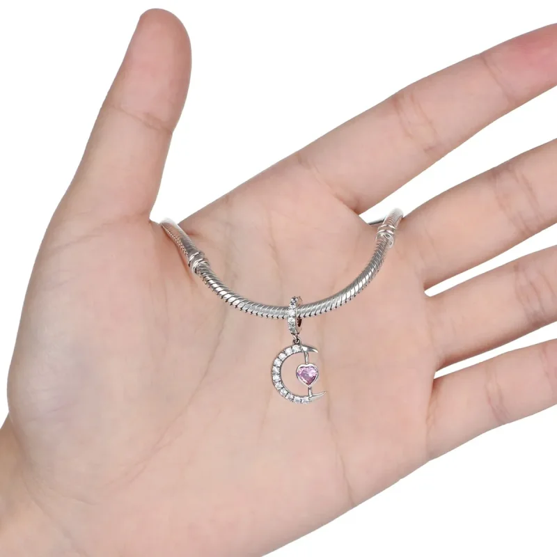 (image for) Pandora Style Silver Heart of The Moon Dangle - SCC040 - View 5