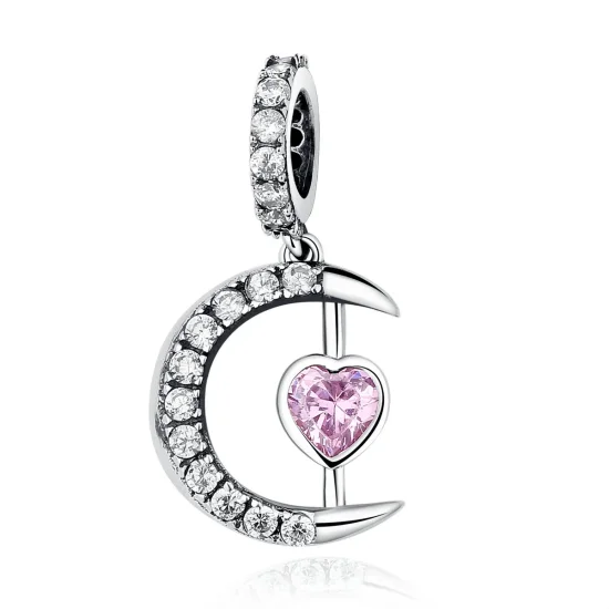 (image for) Pandora Style Silver Heart of The Moon Dangle - SCC040