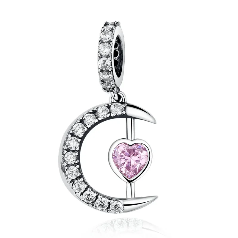 (image for) Pandora Style Silver Heart of The Moon Dangle - SCC040
