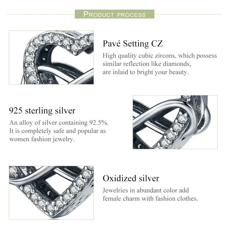 (image for) Pandora Style Silver Heart Shape Charm - SCC432 - View 7