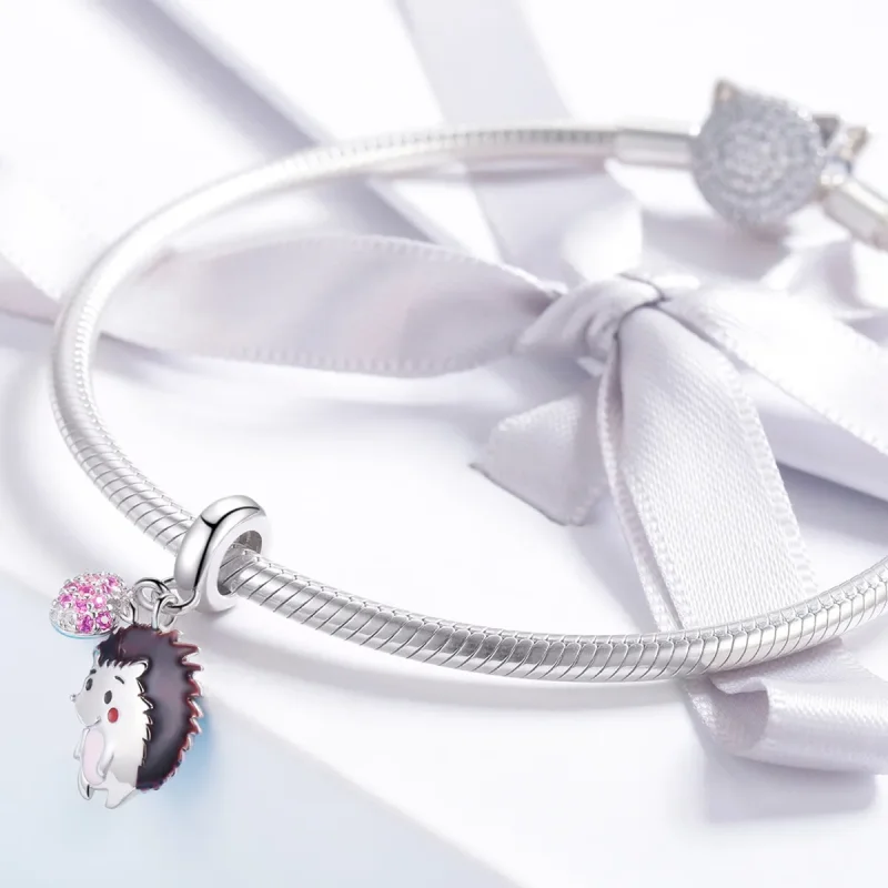 (image for) Pandora Style Silver Hedgehog & Fruit Dangle - SCC1061 - View 3