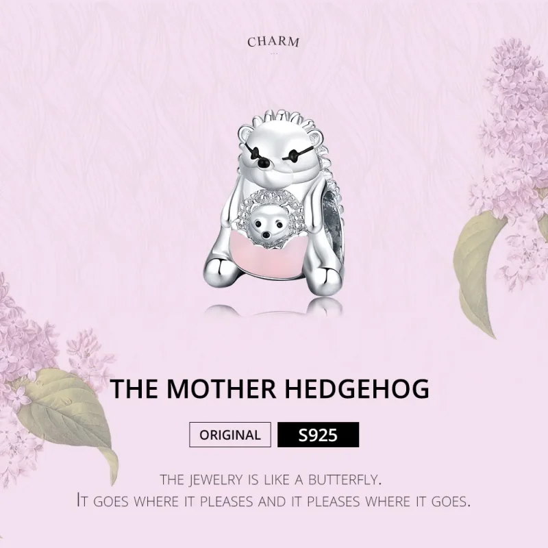 (image for) Pandora Style Silver Hedgehog mother and child Charm - BSC239 - View 6