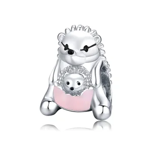(image for) Pandora Style Silver Hedgehog mother and child Charm - BSC239