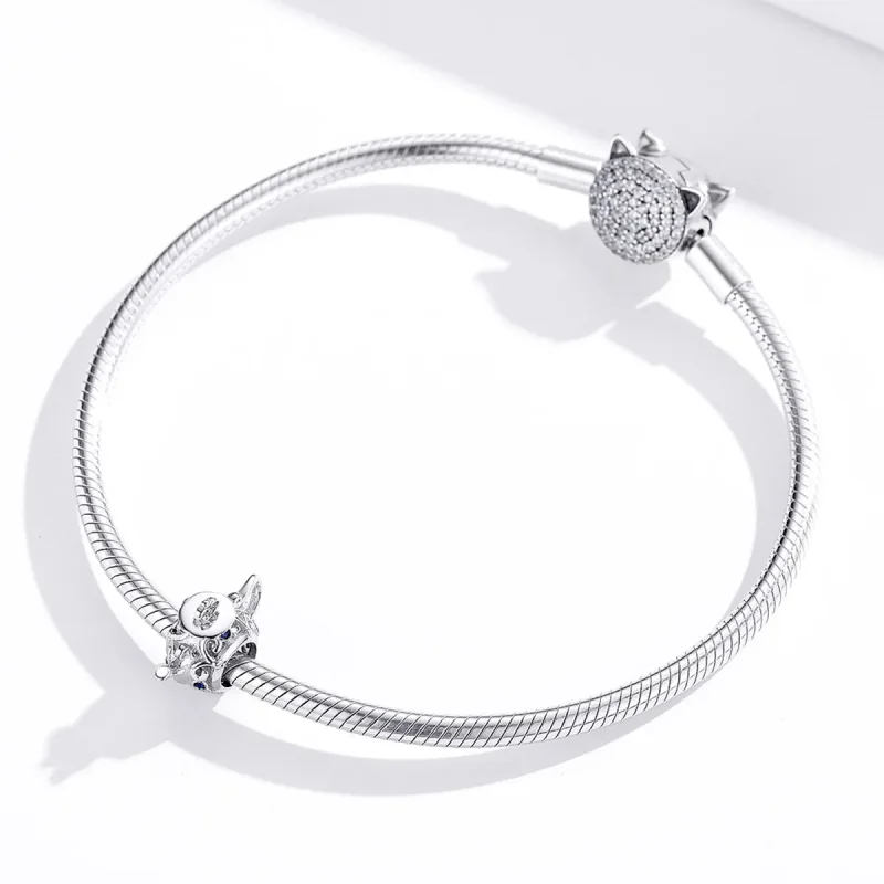 (image for) Pandora Style Silver Hollow Teapot Charm - BSC274 - View 3