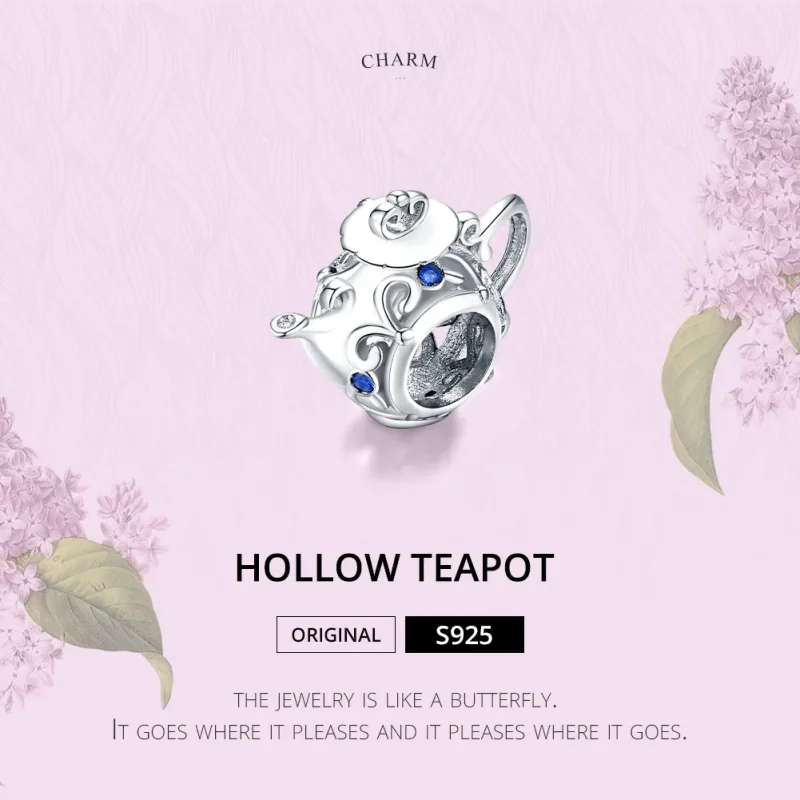 (image for) Pandora Style Silver Hollow Teapot Charm - BSC274 - View 6