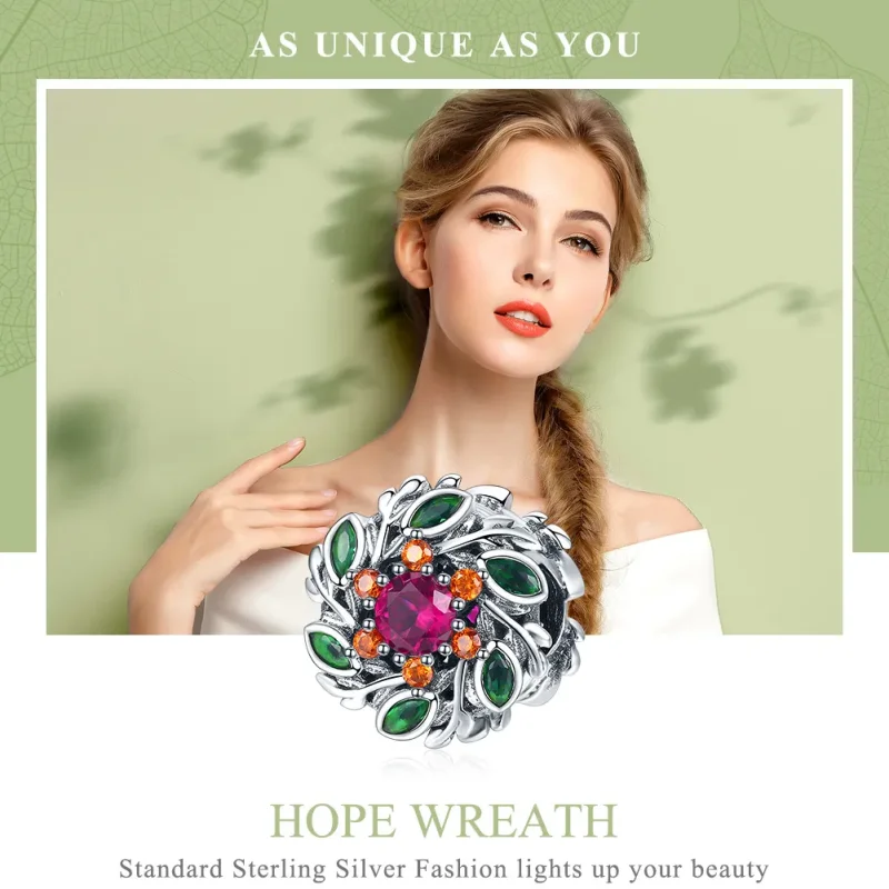 (image for) Pandora Style Silver Hope Wreath Charm - SCC1062 - View 2
