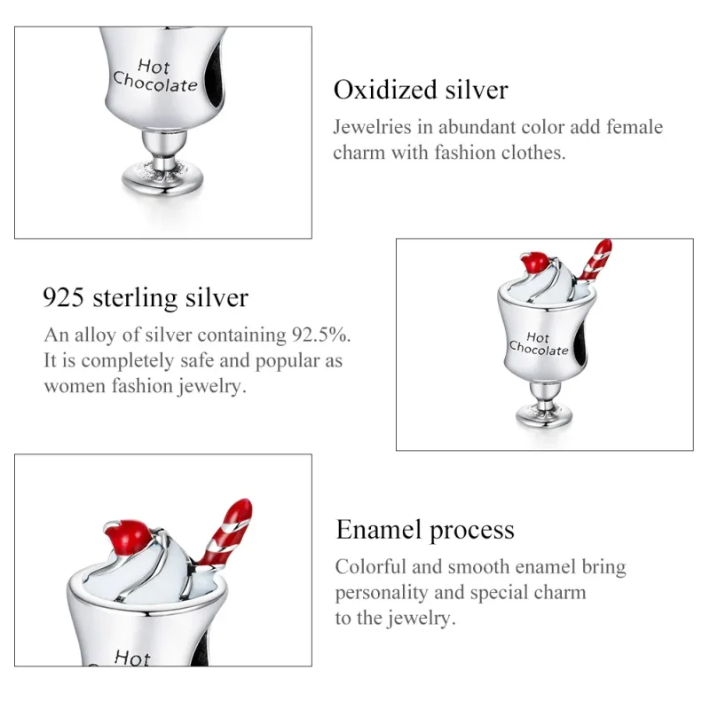 (image for) Pandora Style Silver Hot Chocolate Charm - SCC1495 - View 7