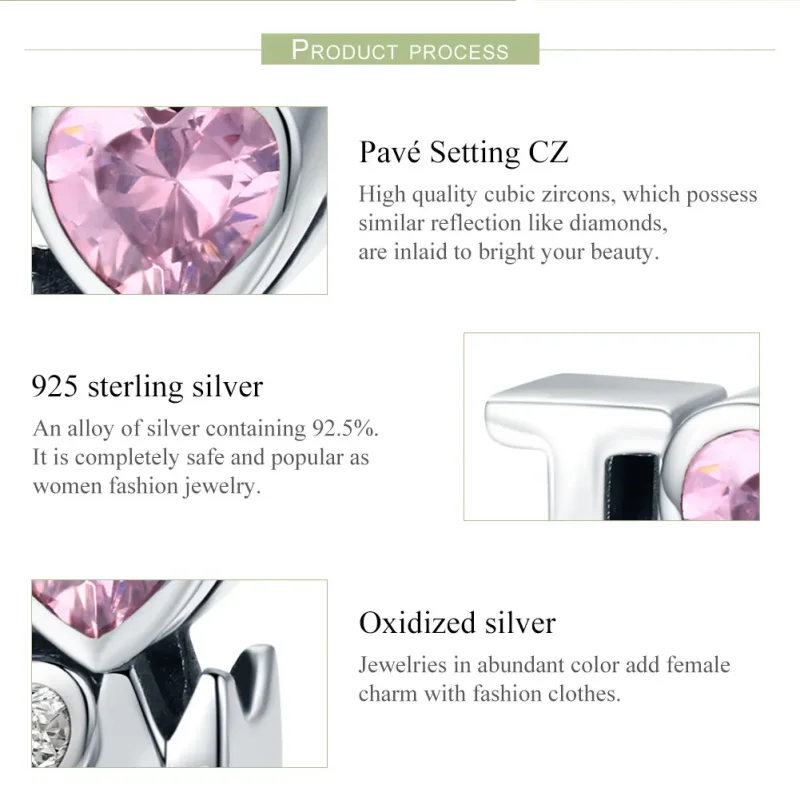 (image for) Pandora Style Silver I Love Mom Charm - SCC579 - View 8