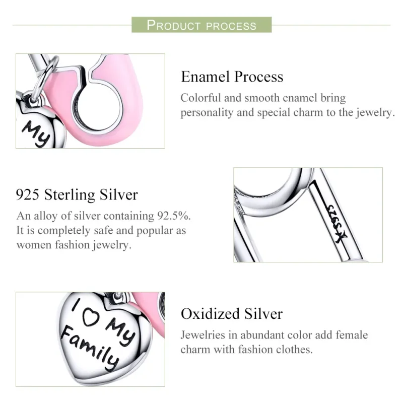 (image for) Pandora Style Silver I Love My Family Dangle - SCC1145 - View 4