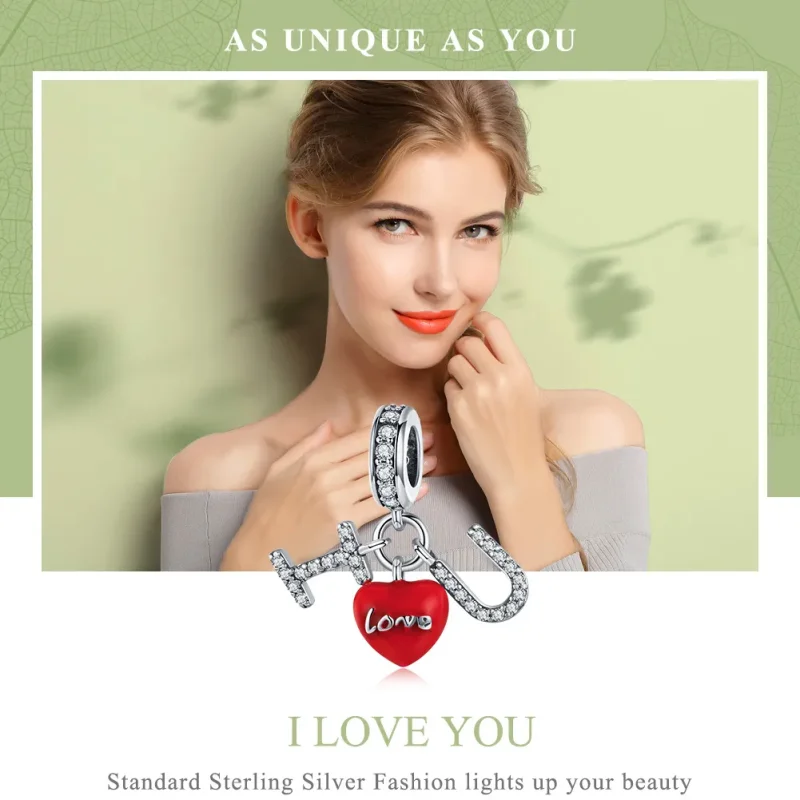 (image for) Pandora Style Silver I Love You Dangle - SCC1055 - View 2