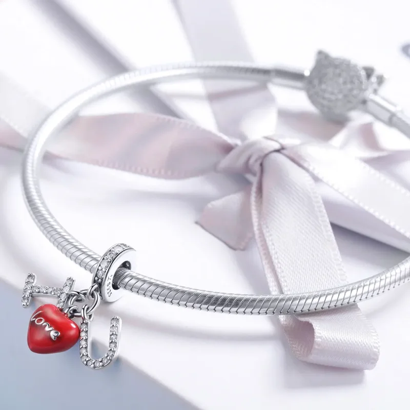 (image for) Pandora Style Silver I Love You Dangle - SCC1055 - View 3