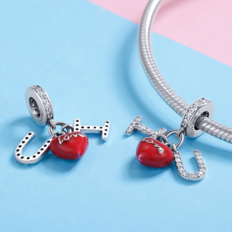 (image for) Pandora Style Silver I Love You Dangle - SCC1055 - View 4