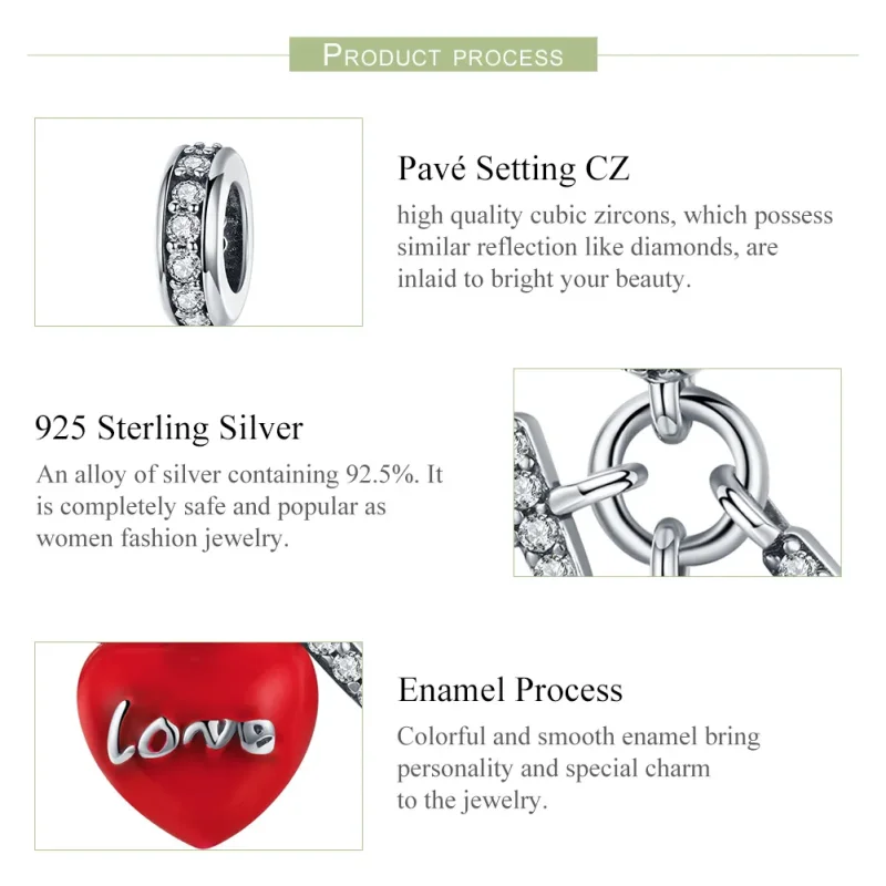 (image for) Pandora Style Silver I Love You Dangle - SCC1055 - View 6