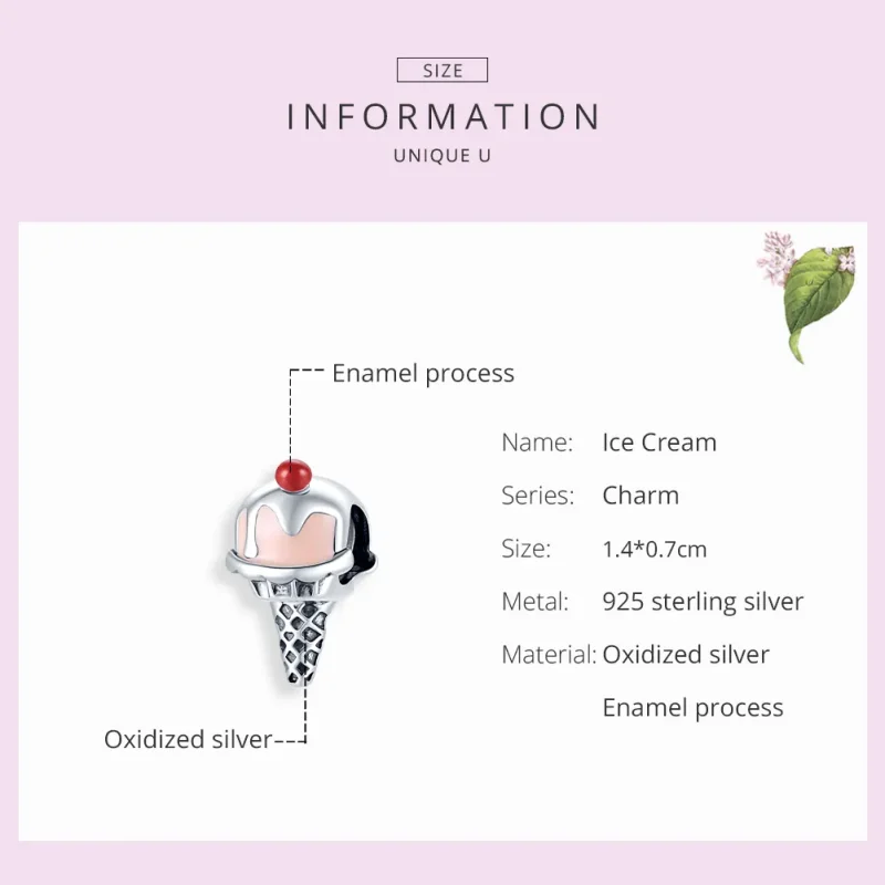 (image for) Pandora Style Silver Ice Cream Charm - SCC1533 - View 7