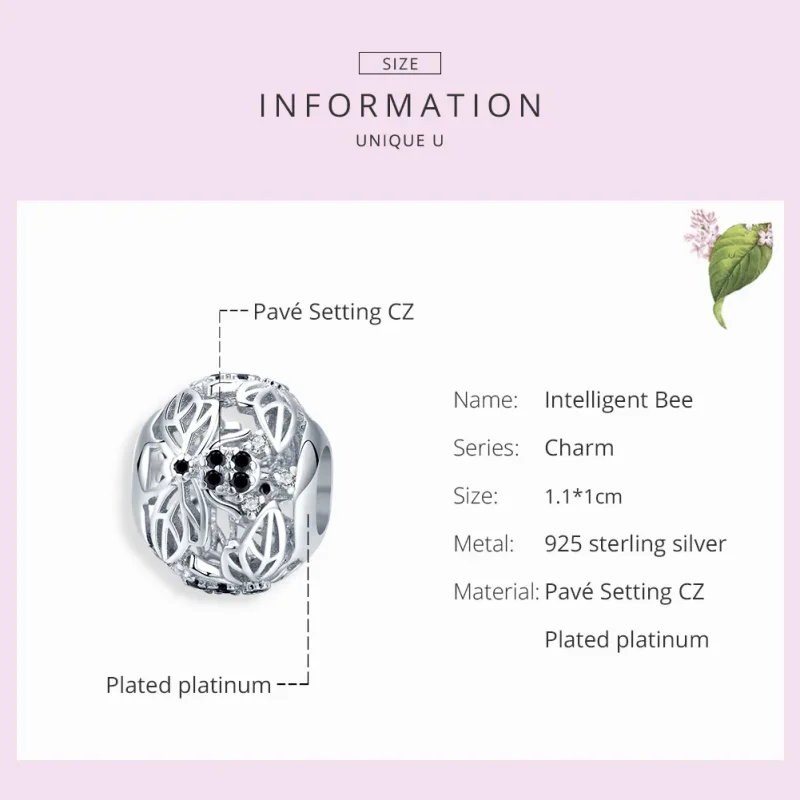 (image for) Pandora Style Silver Intelligent Bee Charm - BSC200 - View 7