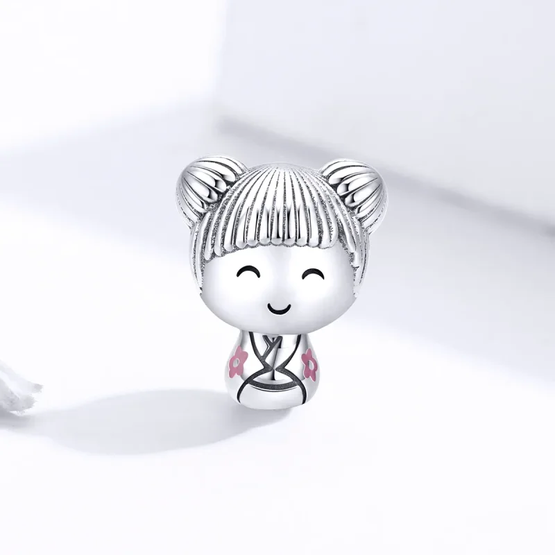 (image for) Pandora Style Silver Japanese Doll Charm - SCC1455 - View 2
