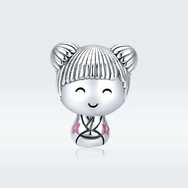 (image for) Pandora Style Silver Japanese Doll Charm - SCC1455 - View 5