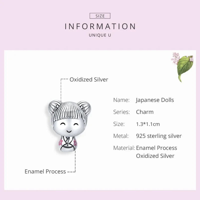 (image for) Pandora Style Silver Japanese Doll Charm - SCC1455 - View 7