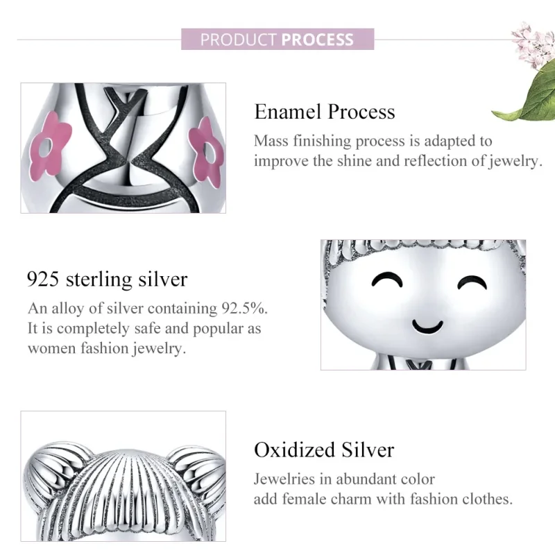 (image for) Pandora Style Silver Japanese Doll Charm - SCC1455 - View 8