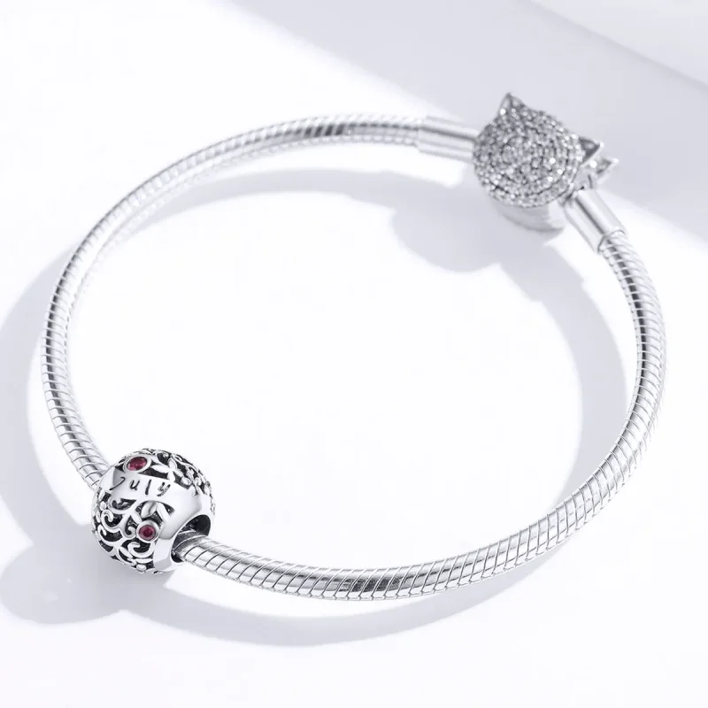 (image for) Pandora Style Silver July Garnet Birthstone Charm - SCC1385-7 - View 3