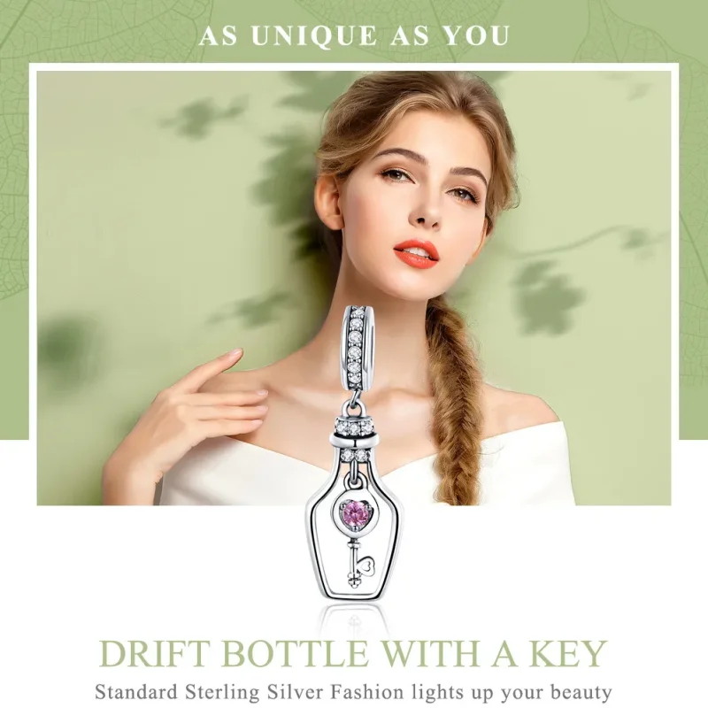 (image for) Pandora Style Silver Key Drift Bottle Dangle - SCC1071 - View 2