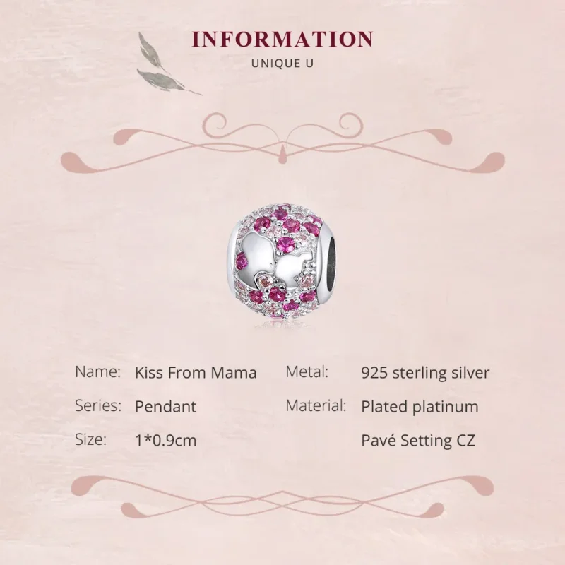 (image for) Pandora Style Silver Kiss From Mama Charm - BSC225 - View 6
